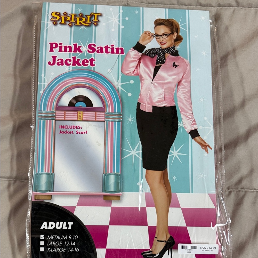 Pink Satin Jacket with Scarf Set Costume